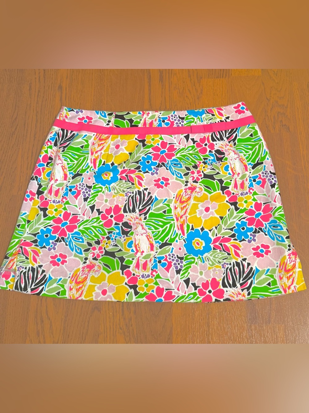 Bamboo Traders Women’s Tropical Floral Parrot Lilly Skort Pink Green ~sz 8 ~ EUC